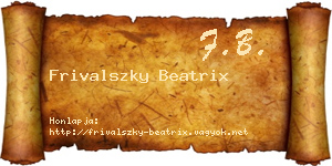 Frivalszky Beatrix névjegykártya